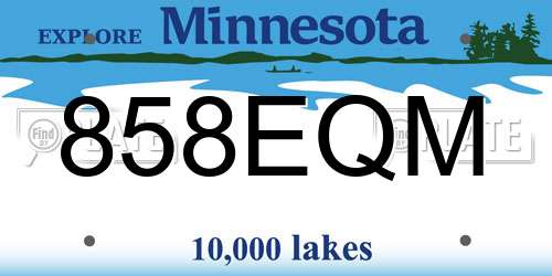 858EQM Minnesota License Plate