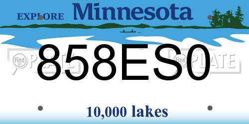 858ES0 Minnesota License Plate