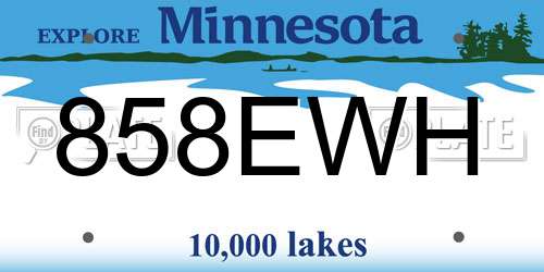 858EWH Minnesota License Plate