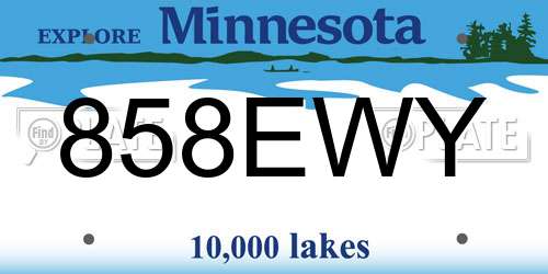858EWY Minnesota License Plate