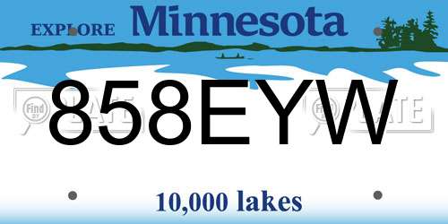 858EYW Minnesota License Plate