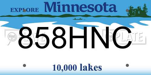 858HNC Minnesota License Plate