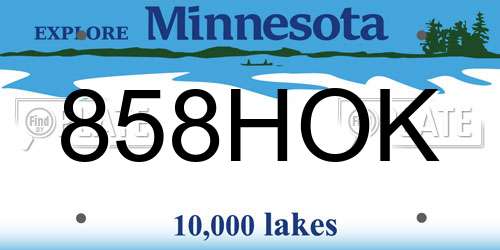 858HOK Minnesota License Plate