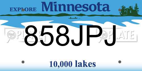 858JPJ Minnesota License Plate