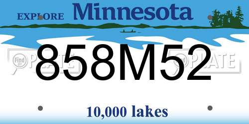 858M52 Minnesota License Plate