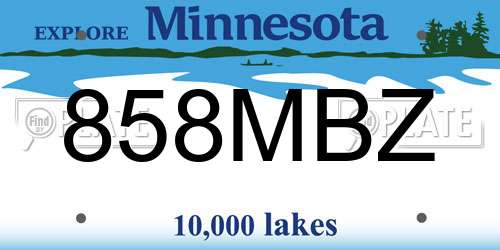 858MBZ Minnesota License Plate