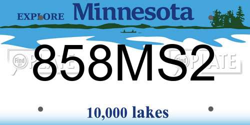 858MS2 Minnesota License Plate