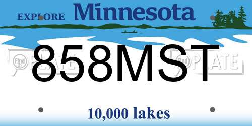 858MST Minnesota License Plate