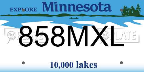 858MXL Minnesota License Plate