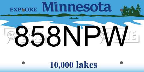 858NPW Minnesota License Plate