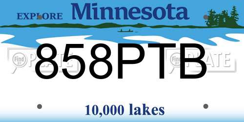858PTB Minnesota License Plate