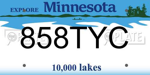 858TYC Minnesota License Plate