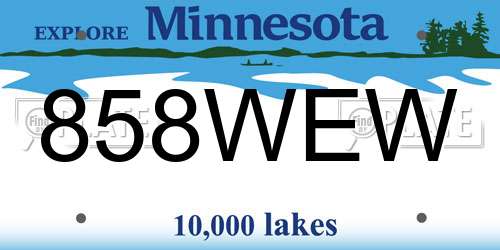 858WEW Minnesota License Plate