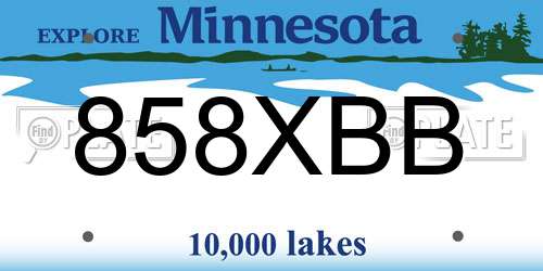 858XBB Minnesota License Plate