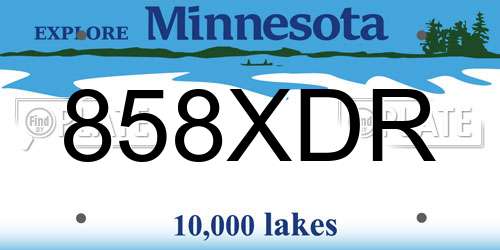 858XDR Minnesota License Plate