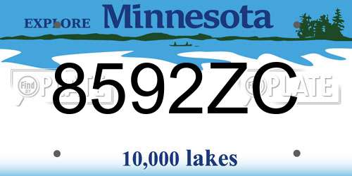 8592ZC Minnesota License Plate