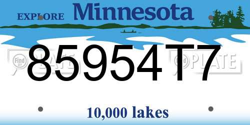 85954T7 Minnesota License Plate