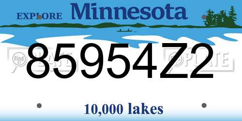 85954Z2 Minnesota License Plate