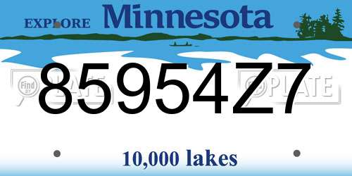85954Z7 Minnesota License Plate