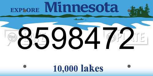 8598472 Minnesota License Plate