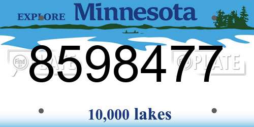 8598477 Minnesota License Plate
