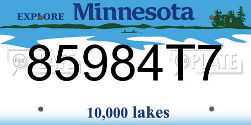 85984T7 Minnesota License Plate