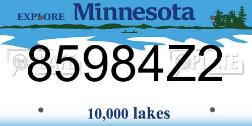 85984Z2 Minnesota License Plate