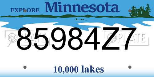 85984Z7 Minnesota License Plate