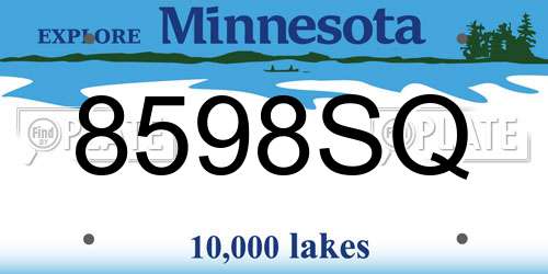 8598SQ Minnesota License Plate