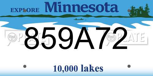 859A72 Minnesota License Plate