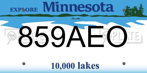 859AEO Minnesota License Plate