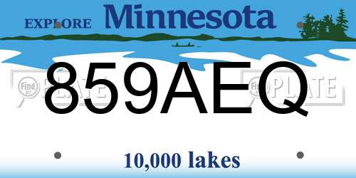 859AEQ Minnesota License Plate