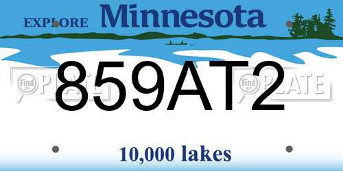 859AT2 Minnesota License Plate