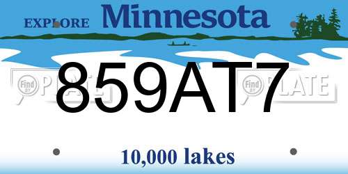 859AT7 Minnesota License Plate