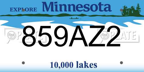 859AZ2 Minnesota License Plate