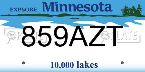 859AZT Minnesota License Plate