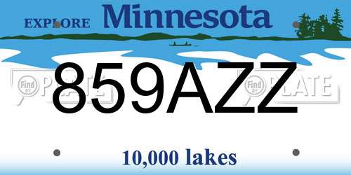 859AZZ Minnesota License Plate
