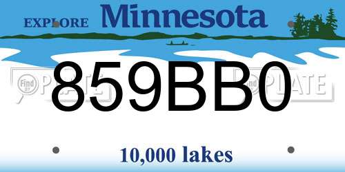 859BB0 Minnesota License Plate