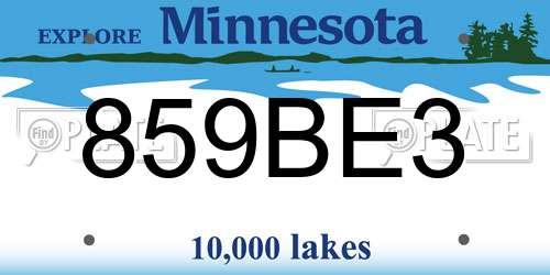 859BE3 Minnesota License Plate