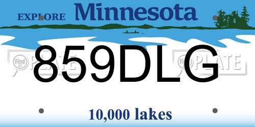 859DLG Minnesota License Plate