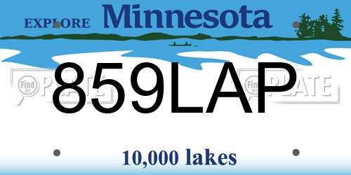 859LAP Minnesota License Plate