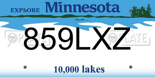 859LXZ Minnesota License Plate