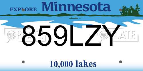 859LZY Minnesota License Plate