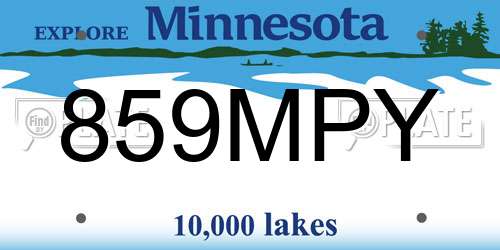 859MPY Minnesota License Plate