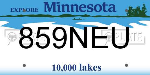 859NEU Minnesota License Plate