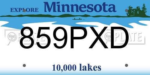 859PXD Minnesota License Plate
