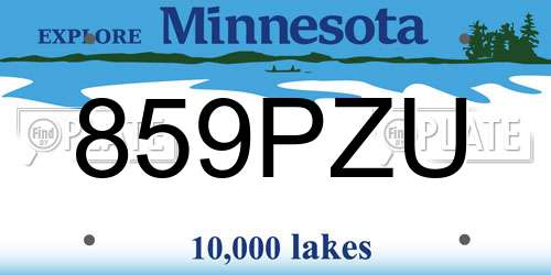 859PZU Minnesota License Plate