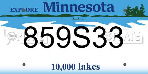 859S33 Minnesota License Plate