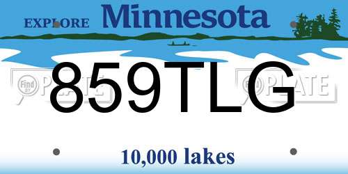 859TLG Minnesota License Plate