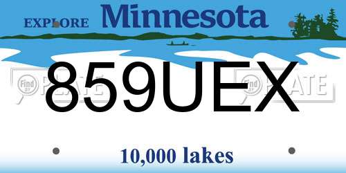 859UEX Minnesota License Plate